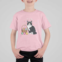 Easter Day Cat Bunny Ears Eggs Graphic T Shirt For Kid - Wonder Print Shop