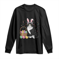 Easter Day Cat Bunny Ears Eggs Graphic Long Sleeve Shirt - Wonder Print Shop