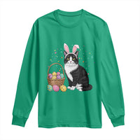 Easter Day Cat Bunny Ears Eggs Graphic Long Sleeve Shirt - Wonder Print Shop