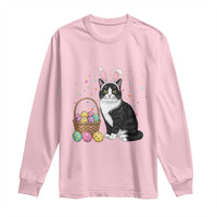 Easter Day Cat Bunny Ears Eggs Graphic Long Sleeve Shirt - Wonder Print Shop