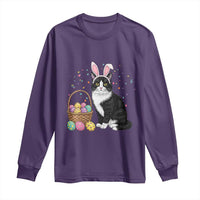 Easter Day Cat Bunny Ears Eggs Graphic Long Sleeve Shirt - Wonder Print Shop
