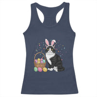 Easter Day Cat Bunny Ears Eggs Graphic Racerback Tank Top - Wonder Print Shop