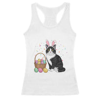 Easter Day Cat Bunny Ears Eggs Graphic Racerback Tank Top - Wonder Print Shop