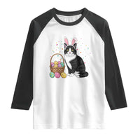 Easter Day Cat Bunny Ears Eggs Graphic Raglan Shirt - Wonder Print Shop
