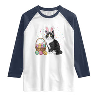 Easter Day Cat Bunny Ears Eggs Graphic Raglan Shirt - Wonder Print Shop