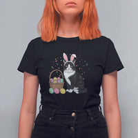 Easter Day Cat Bunny Ears Eggs Graphic T Shirt For Women - Wonder Print Shop