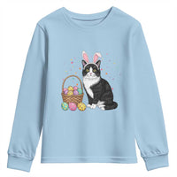 Easter Day Cat Bunny Ears Eggs Graphic Youth Sweatshirt - Wonder Print Shop