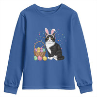 Easter Day Cat Bunny Ears Eggs Graphic Youth Sweatshirt - Wonder Print Shop