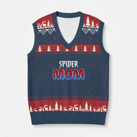 Funny Spider Mom V-Neck Knit Sweater Vest Son Birthday Party - Wonder Print Shop