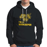 Black hoodie with front beehive and bee graphic, text "I'M A BEEKEEPER"