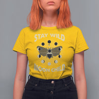 Stay Wild Moon Child Retro Geometric Bee Moon Phases Spiritual Shirt, Bee T-shirt, Bee Lover Gift, Insect Shirts, Spiritual Shirt, T Shirt For Women - Wonder Print Shop