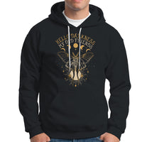 Women's black hooded sweatshirt with moth graphic and front kangaroo pocket