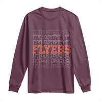 Retro Flyers Name Script Style Long Sleeve Shirt Vintage Distressed Graphic Sports Fan Pride
