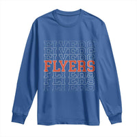 Retro Flyers Name Script Style Long Sleeve Shirt Vintage Distressed Graphic Sports Fan Pride