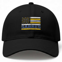 Retro Patriotic Sabres Name Pride American Flag Baseball Cap Distressed Sports Fan Graphic
