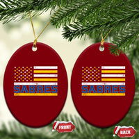 Retro Patriotic Sabres Name Pride American Flag Ceramic Ornament Distressed Sports Fan Graphic