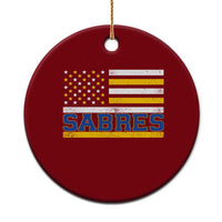 Retro Patriotic Sabres Name Pride American Flag Ceramic Ornament Distressed Sports Fan Graphic