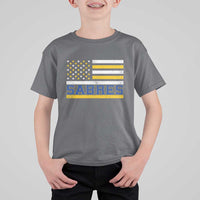 Retro Patriotic Sabres Name Pride American Flag T Shirt For Kid Distressed Sports Fan Graphic