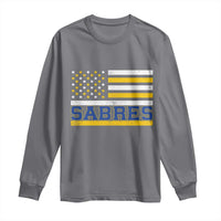 Retro Patriotic Sabres Name Pride American Flag Long Sleeve Shirt Distressed Sports Fan Graphic