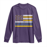 Retro Patriotic Sabres Name Pride American Flag Long Sleeve Shirt Distressed Sports Fan Graphic