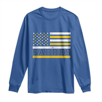 Retro Patriotic Sabres Name Pride American Flag Long Sleeve Shirt Distressed Sports Fan Graphic