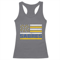 Retro Patriotic Sabres Name Pride American Flag Racerback Tank Top Distressed Sports Fan Graphic