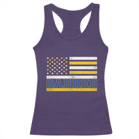 Retro Patriotic Sabres Name Pride American Flag Racerback Tank Top Distressed Sports Fan Graphic