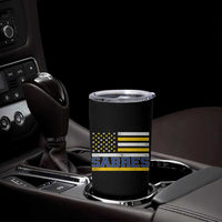 Retro Patriotic Sabres Name Pride American Flag Tumbler Cup Distressed Sports Fan Graphic