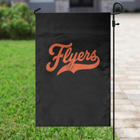 Vintage Flyers Name Script Style Garden Flag Retro Distressed Tailgate Spirit Sports Fan