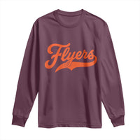 Vintage Flyers Name Script Style Long Sleeve Shirt Retro Distressed Tailgate Spirit Sports Fan