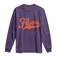 Vintage Flyers Name Script Style Long Sleeve Shirt Retro Distressed Tailgate Spirit Sports Fan