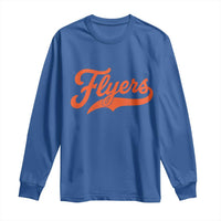 Vintage Flyers Name Script Style Long Sleeve Shirt Retro Distressed Tailgate Spirit Sports Fan