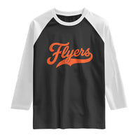 Vintage Flyers Name Script Style Raglan Shirt Retro Distressed Tailgate Spirit Sports Fan