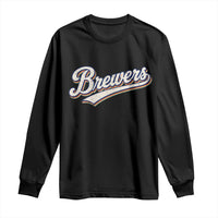 Vintage 70s Brewers Name Script Style Long Sleeve Shirt Retro Distressed Tailgate Spirit Sports Fan