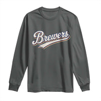 Vintage 70s Brewers Name Script Style Long Sleeve Shirt Retro Distressed Tailgate Spirit Sports Fan