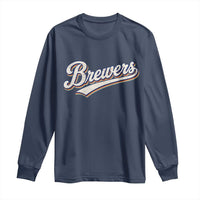 Vintage 70s Brewers Name Script Style Long Sleeve Shirt Retro Distressed Tailgate Spirit Sports Fan