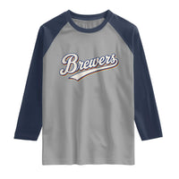 Vintage 70s Brewers Name Script Style Raglan Shirt Retro Distressed Tailgate Spirit Sports Fan