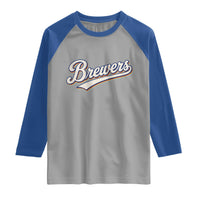 Vintage 70s Brewers Name Script Style Raglan Shirt Retro Distressed Tailgate Spirit Sports Fan