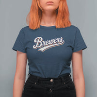 Vintage 70s Brewers Name Script Style T Shirt For Women Retro Distressed Tailgate Spirit Sports Fan