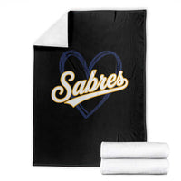 Vintage 70s Sabres Name Heart Script Style Throw Blanket Retro Distressed Tailgate Spirit Sports Fan