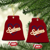 Vintage 70s Sabres Name Heart Script Style Ceramic Ornament Retro Distressed Tailgate Spirit Sports Fan