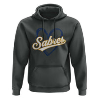 Vintage 70s Sabres Name Heart Script Style Hoodie Retro Distressed Tailgate Spirit Sports Fan