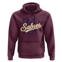 Vintage 70s Sabres Name Heart Script Style Hoodie Retro Distressed Tailgate Spirit Sports Fan