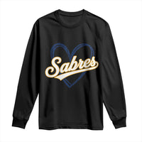 Vintage 70s Sabres Name Heart Script Style Long Sleeve Shirt Retro Distressed Tailgate Spirit Sports Fan