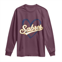 Vintage 70s Sabres Name Heart Script Style Long Sleeve Shirt Retro Distressed Tailgate Spirit Sports Fan