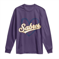 Vintage 70s Sabres Name Heart Script Style Long Sleeve Shirt Retro Distressed Tailgate Spirit Sports Fan