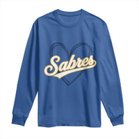 Vintage 70s Sabres Name Heart Script Style Long Sleeve Shirt Retro Distressed Tailgate Spirit Sports Fan