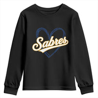 Vintage 70s Sabres Name Heart Script Style Youth Sweatshirt Retro Distressed Tailgate Spirit Sports Fan