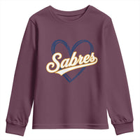 Vintage 70s Sabres Name Heart Script Style Youth Sweatshirt Retro Distressed Tailgate Spirit Sports Fan