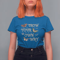 Aesthetic Dark Academia Moth Design Grow Your Own Way Mystical Luna Moth Cecropia Moth Celestial T-Shirt for Women, Moth Sprituality T Shirt For Women - Wonder Print Shop